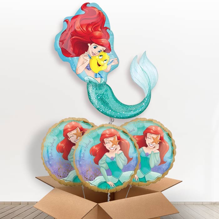 Giant Ariel Shaped Helium Balloon in a Box - With 3 Themed Balloons | Party Save Smile