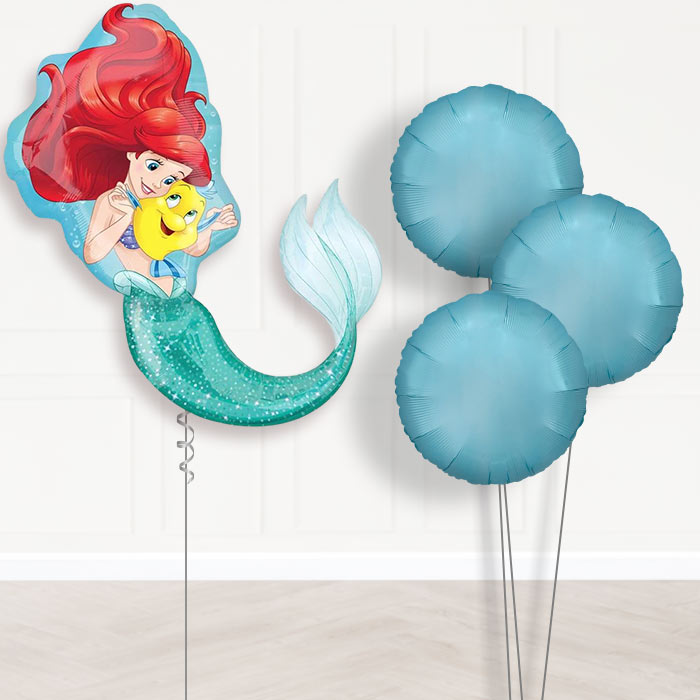 Little Mermaid Helium Balloon Bouquet Delivered - Plain Bouquet | Party Save Smile