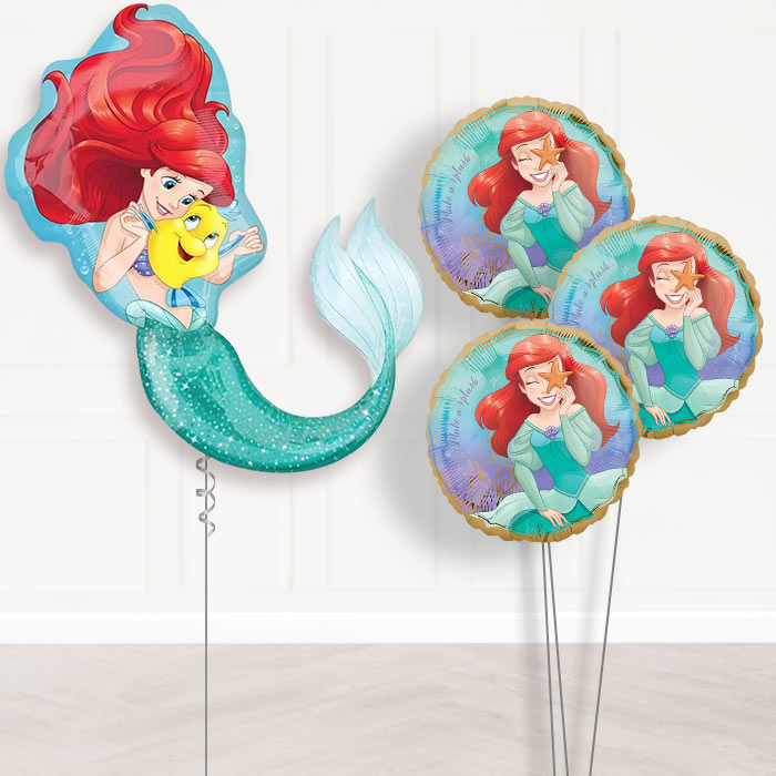 Little Mermaid Helium Balloon Bouquet Delivered - Themed Bouquet | Party Save Smile