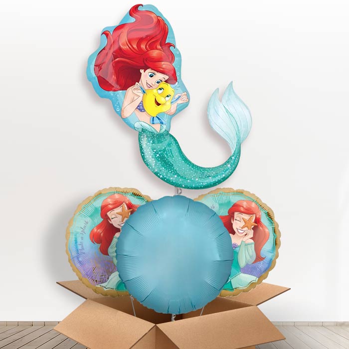 Giant Ariel Shaped Helium Balloon in a Box-1 x Giant Balloon and 2 Themed Balloons and 1 Plain Balloon 