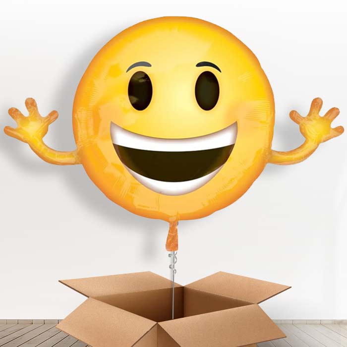 Giant Smiling Emoji Helium Balloon in a Box - Giant Balloon | Party Save Smile