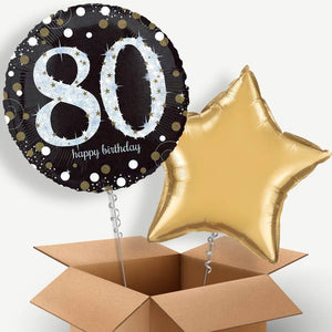 Gold 80th Birthday Helium Balloon Two