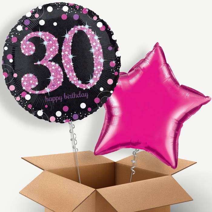 Pink 30th Birthday Helium Balloon Couple | Party Save Smile