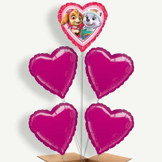 Paw Patrol Skye & Everest Heart Helium Cluster Balloons | Party Save Smile