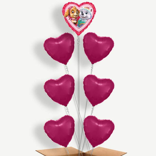 Paw Patrol Skye & Everest Heart Helium Balloon Arrangement | Party Save Smile