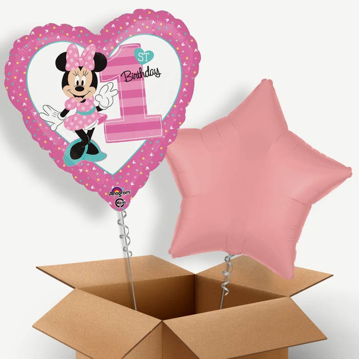 Minnie Mouse 1st Birthday Helium Balloon Pair | Party Save Smile