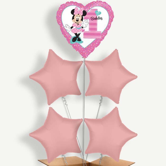 Minnie Mouse 1st Birthday Helium Cluster Balloons | Party Save Smile