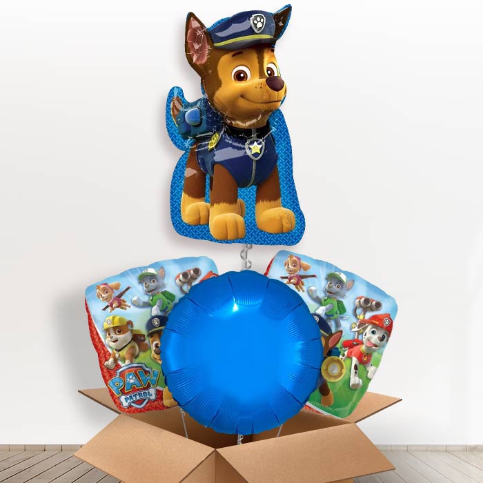 Paw Patrol Chase Helium Balloon in a Box-1 x Giant Balloon and 2 Themed Balloons and 1 Plain Balloon 