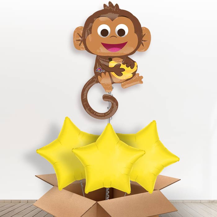Giant Monkey Helium Balloon In a Box - With 3 Plain Balloons | Party Save Smile
