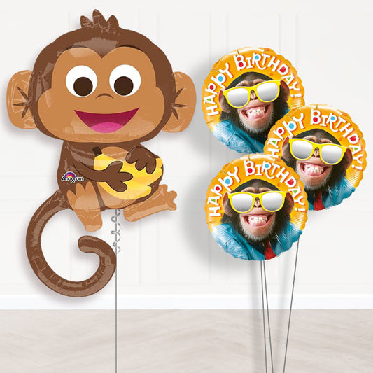 Monkey Helium Balloon Bouquet Delivered - Themed Bouquet | Party Save Smile