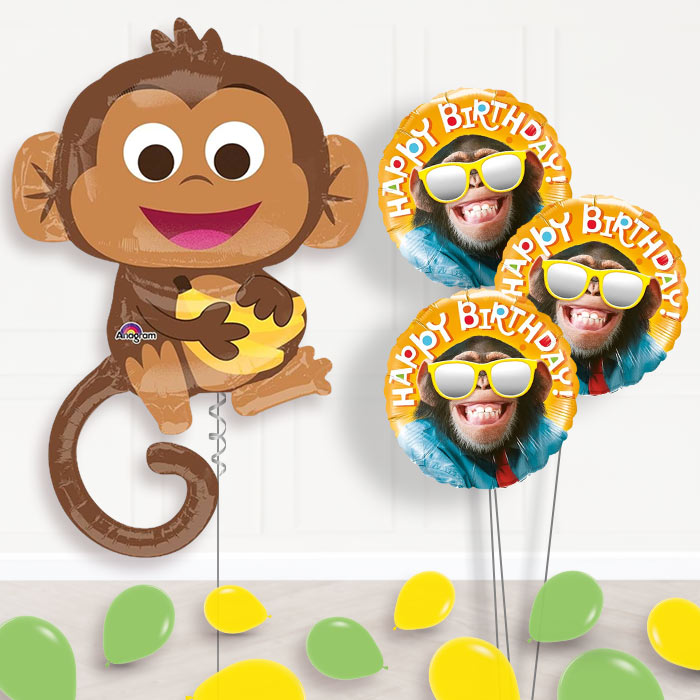 Monkey Helium Balloon Bouquet Delivered - Themed Bouquet and Latex | Party Save Smile