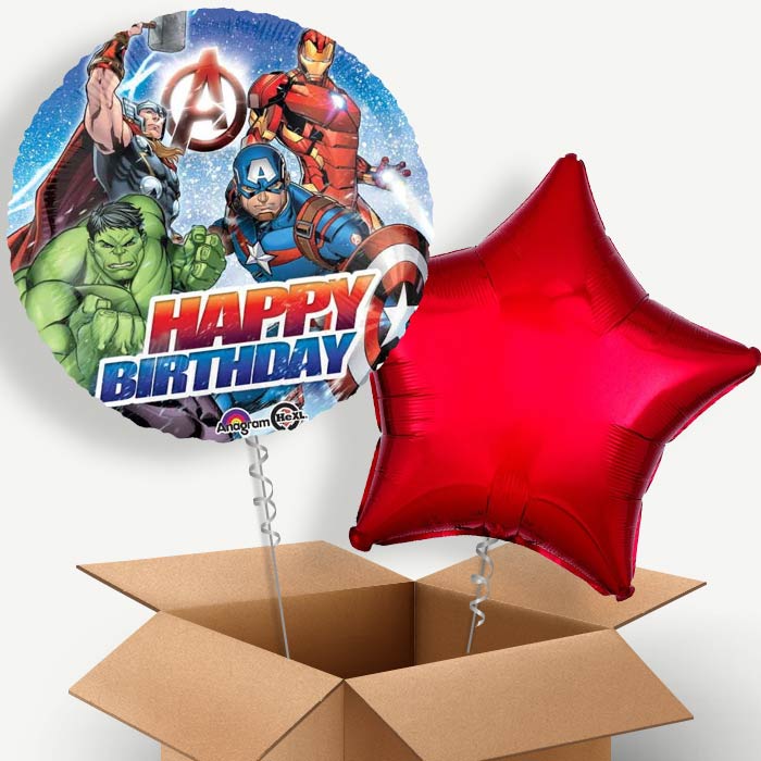 Marvel Avengers Happy Birthday Helium Balloon Pair | Party Save Smile