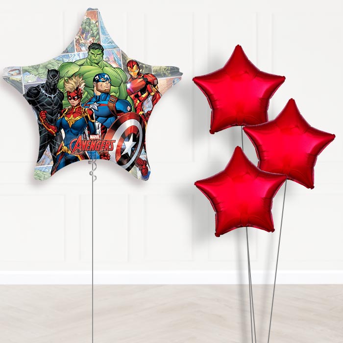 Giant Marvel Avengers Shaped Balloon Bouquet Delivery - 1 x Giant Balloon with Plain Bouquet | Party Save Smile