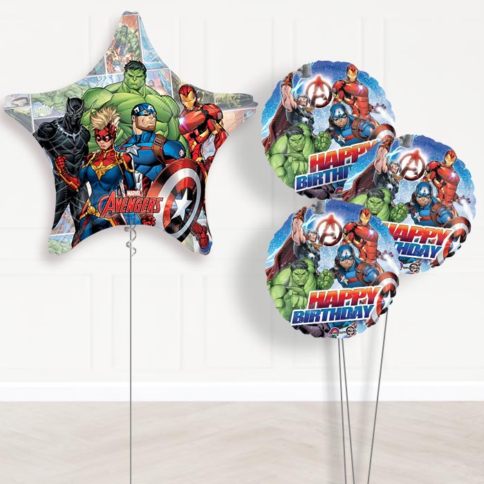 Giant Marvel Avengers Shaped Balloon Bouquet Delivery - 1 x Giant Balloon with Themed Bouquet | Party Save Smile