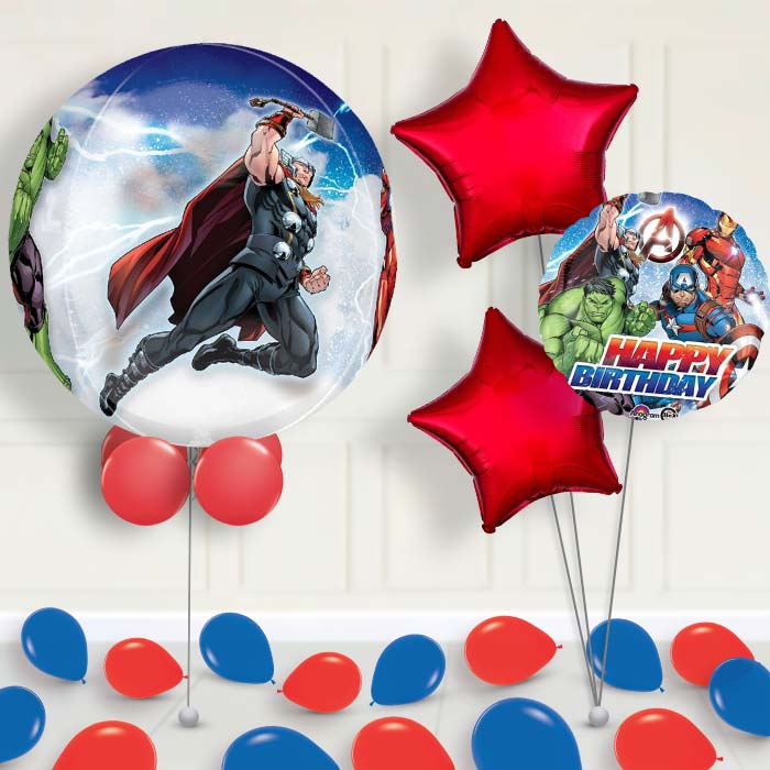 Marvel Avengers Orbz Balloon with Balloon Bouquet - 1 x Orbz Balloon with 3 Bouquet (mixed) | Party Save Smile