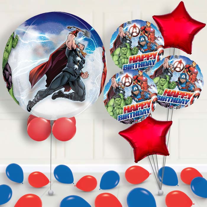 Marvel Avengers Orbz Balloon with Balloon Bouquet - 1 x Orbz Balloon with 5 Bouquet (mixed) | Party Save Smile