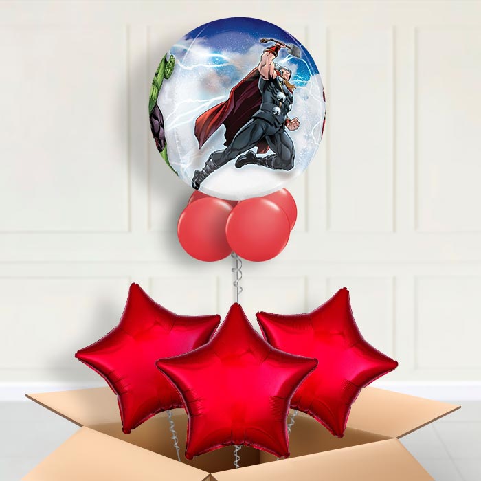 Marvel Avengers Orbz Helium Balloon in a Box - Orbz Balloon with 3 Balloons | Party Save Smile