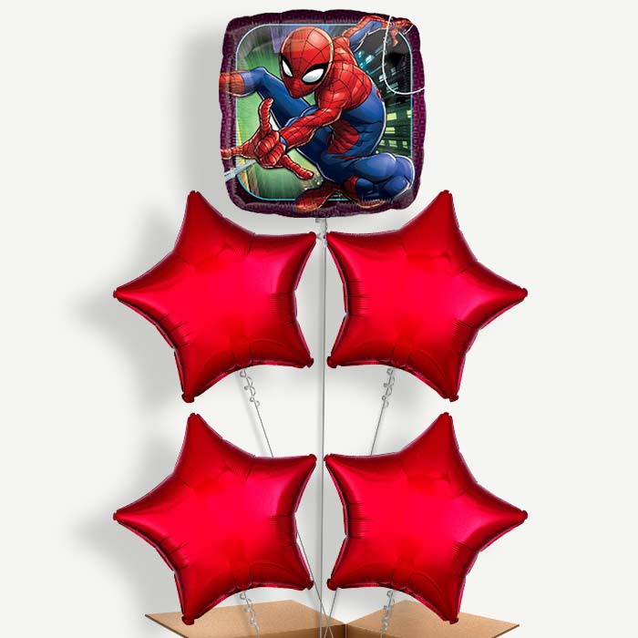 Animated Spiderman Balloon Cluster Inflated with Helium | Party Save Smile