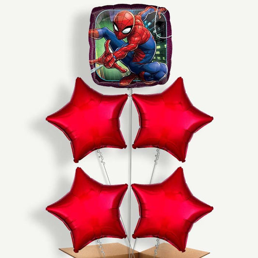 Animated Spiderman Balloon Cluster Inflated with Helium | Party Save Smile