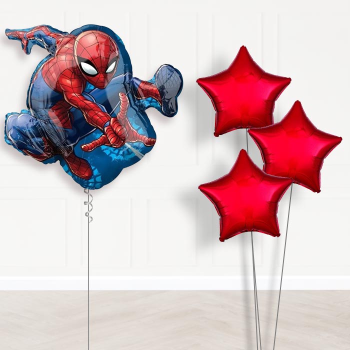 Giant Animated Spiderman Shaped Balloon Bouquet Delivery - 1 x Giant Balloon with Plain Bouquet | Party Save Smile
