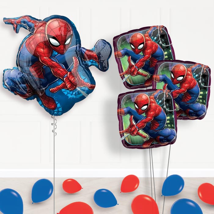 Giant Animated Spiderman Shaped Balloon Bouquet Delivery - 1 x Giant Balloon with Themed Bouquet and Latex | Party Save Smile