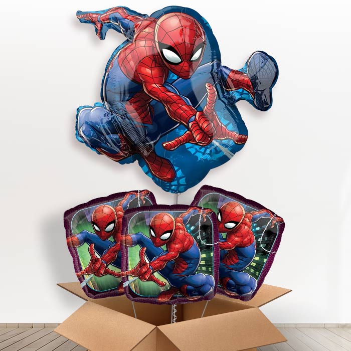 Giant Animated Spiderman Shaped Helium Balloon in a Box - with 3 Themed Balloons | Party Save Smile