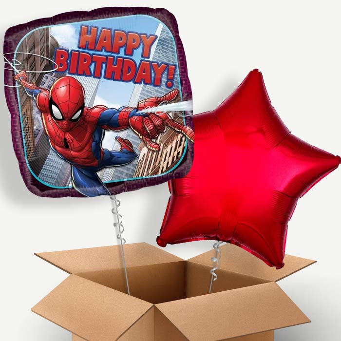 Spiderman (Happy Birthday) Helium Balloon Couple | Party Save Smile
