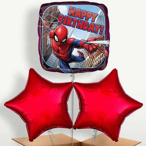Spiderman Happy Birthday Helium Bunch of Balloons (Trio)