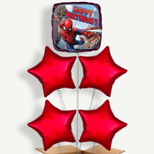 Spiderman Happy Birthday Helium Balloon Cluster  | Party Save Smile