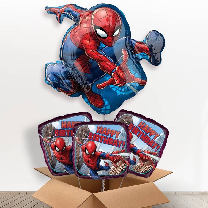 Spiderman Shaped Helium Balloon in a Box - With 3 Themed Balloons | Party Save Smile