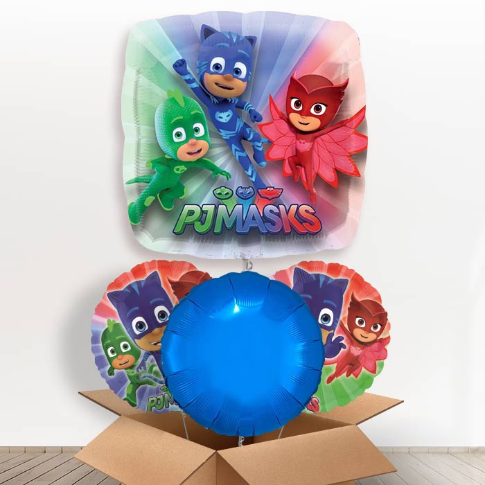 Giant PJ Mask Helium Balloons in a Box-1 x Giant Balloon and 2 Themed Balloons and 1 Plain Balloon 