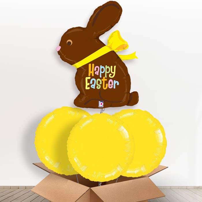 Chocolate Easter Bunny Giant Helium Balloon in a Box Gift - Giant Balloon and 3 Balloons | Party Save Smile