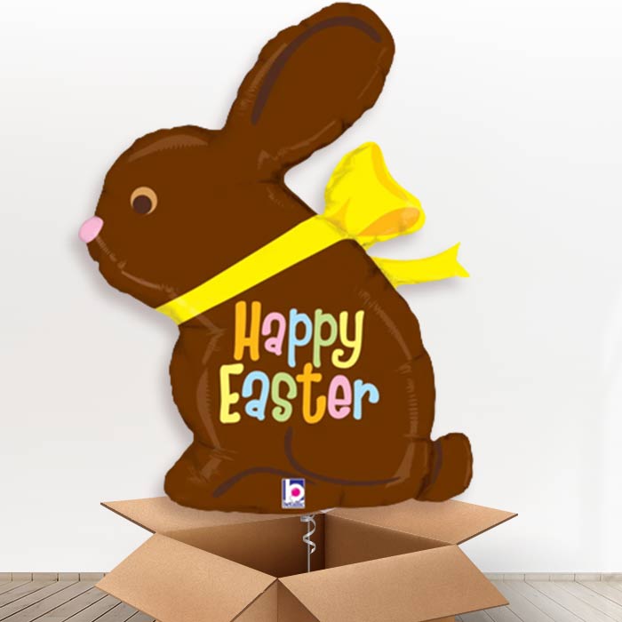 Chocolate Easter Bunny Giant Helium Balloon in a Box Gift - Giant Balloon | Party Save Smile