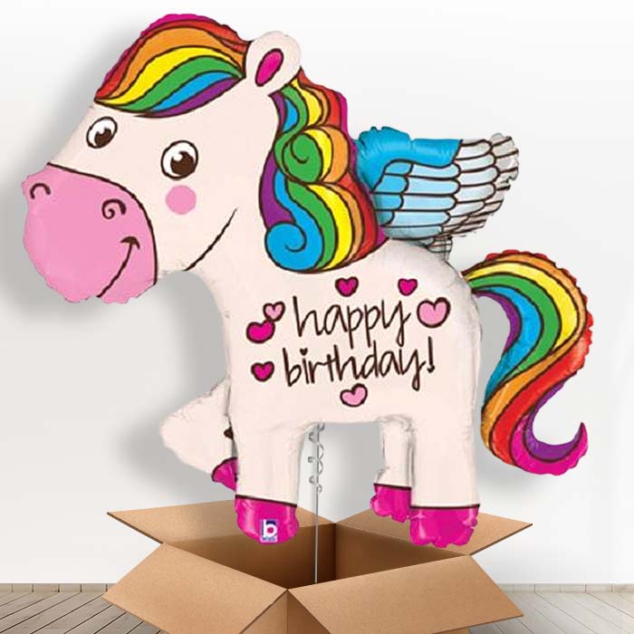 Happy Birthday Unicorn Shaped Helium Balloon Delivered - Giant Balloon | Party Save Smile