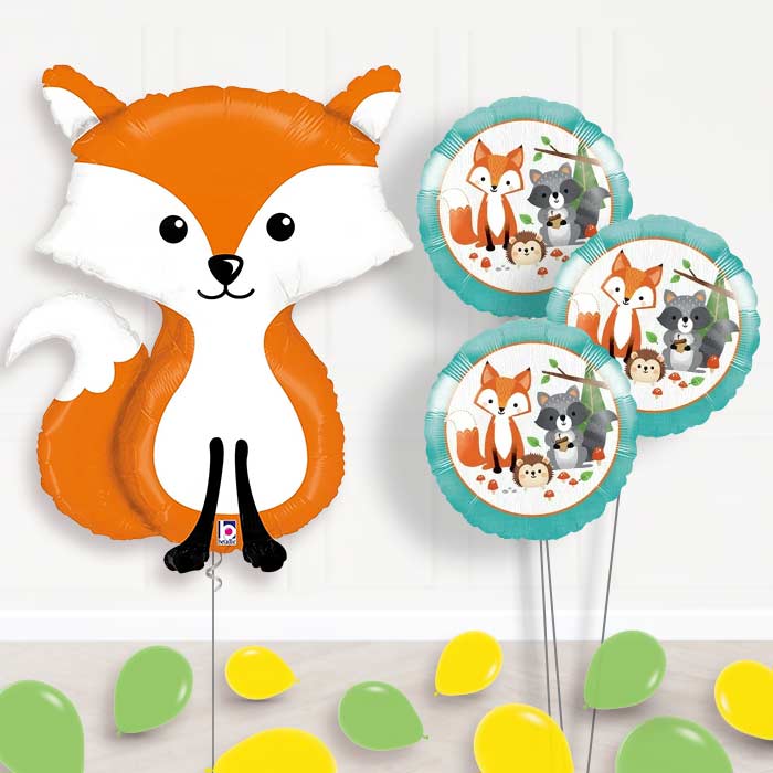 Fox Balloon Bouquet Delivered in a Box - Themed Bouquet and Latex | Party Save Smile