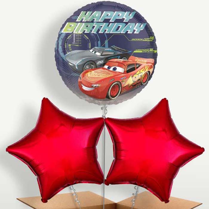 Disney Cars Birthday Trio Balloon Bunch inflated with Helium | Party Save Smile