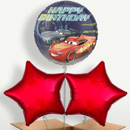 Disney Cars Birthday Trio Balloon Bunch inflated with Helium | Party Save Smile