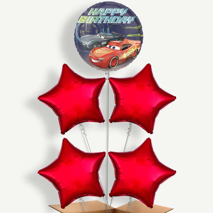 Disney Cars Birthday Balloon Cluster Inflated with Helium | Party Save Smile