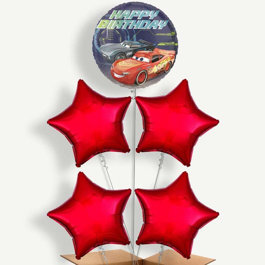 Disney Cars Birthday Balloon Cluster Inflated with Helium | Party Save Smile