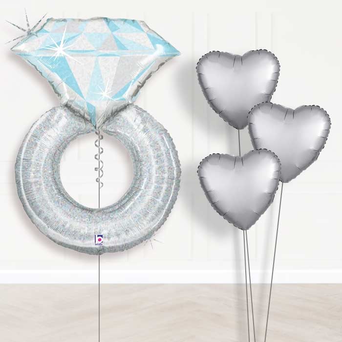 Platinum Wedding Ring Balloon Bouquet - Plain Bouquet | Party Save Smile