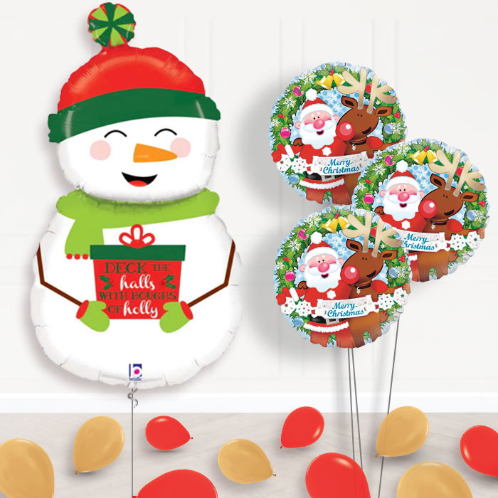 Snowman Balloon Bouquet Christmas Helium Balloons Delivered - Themed Bouquet and Latex | Party Save Smile