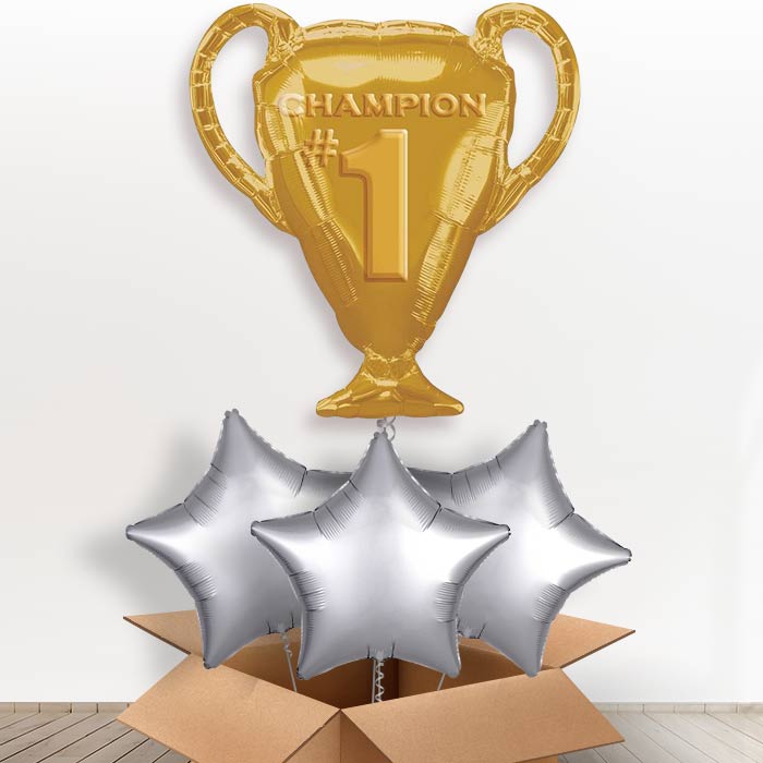 Giant Trophy Helium Balloon in a Box - With 3 Plain Balloons | Party Save Smile