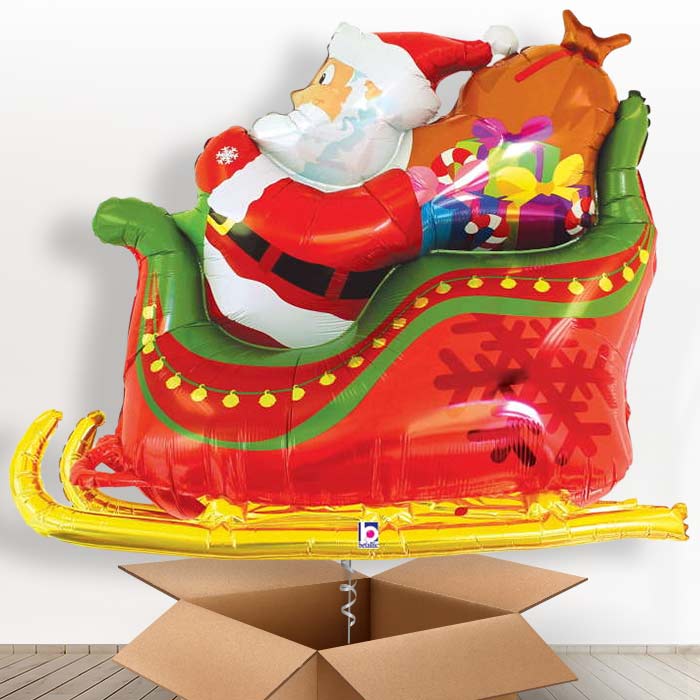 Santa Sleigh with Presents Helium Balloon in a Box - Giant Balloon | Party Save Smile