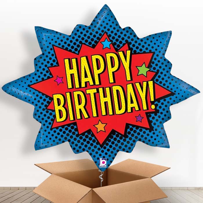 Giant Pop Art Superhero Helium Balloons in a Box - Giant Balloon | Party Save Smile