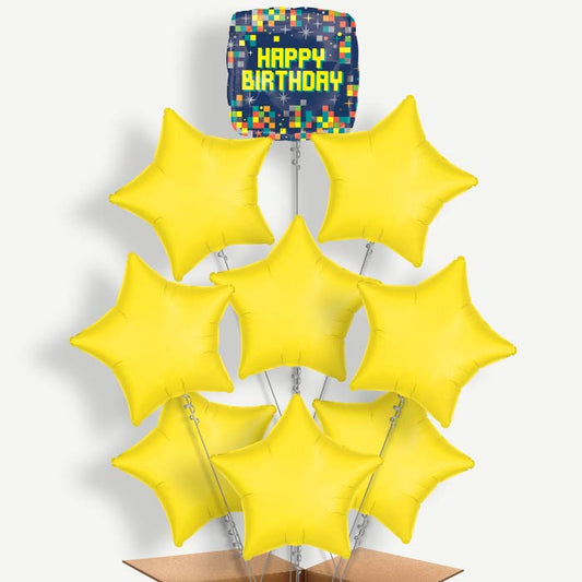Pixel Happy Birthday Helium Balloon Bundle | Party Save Smile