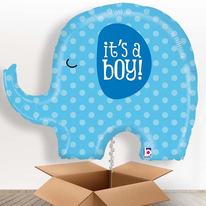 Blue Elephant Its a Boy Helium Balloon in a Box - Giant Balloon | Party Save Smile