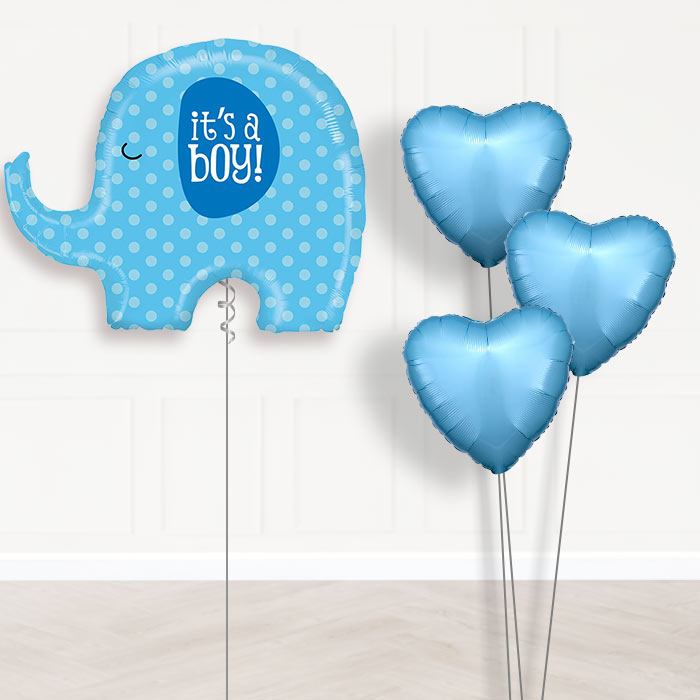 Giant Elephant Baby Boy Balloons Bouquet in a Box - Themed Bouquet and Latex | Party Save Smile
