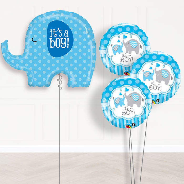 Giant Elephant Baby Boy Balloons Bouquet in a Box - Themed Bouquet | Party Save Smile