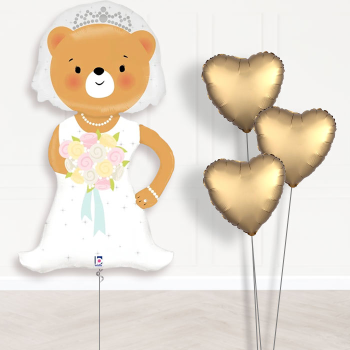 Wedding Balloon Displays - Bride Bear - Plain Bouquet | Party Save Smile