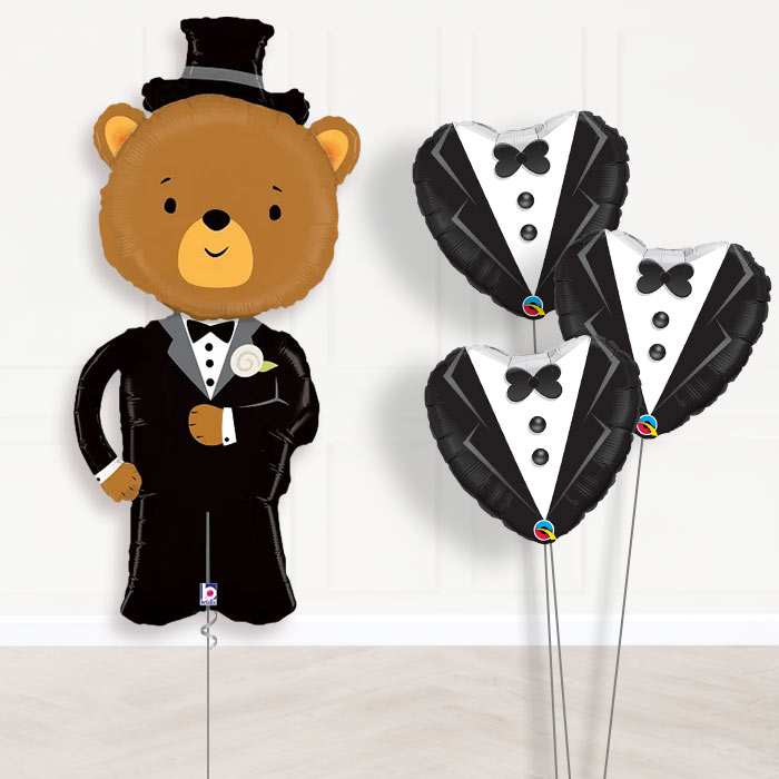 Groom Balloon Bouquet in a Box - Bear - Themed Bouquet | Party Save Smile